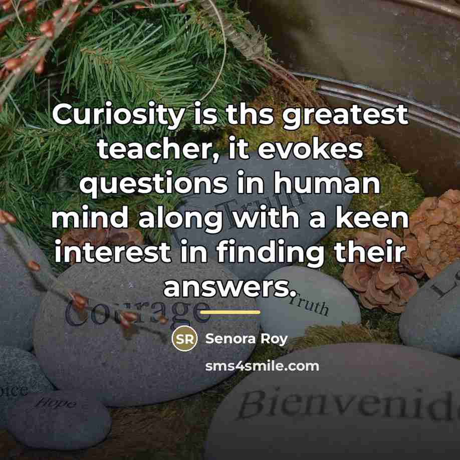 “Curiosity is ths greatest teacher, it evokes questions in human…” quote by Senora Roy