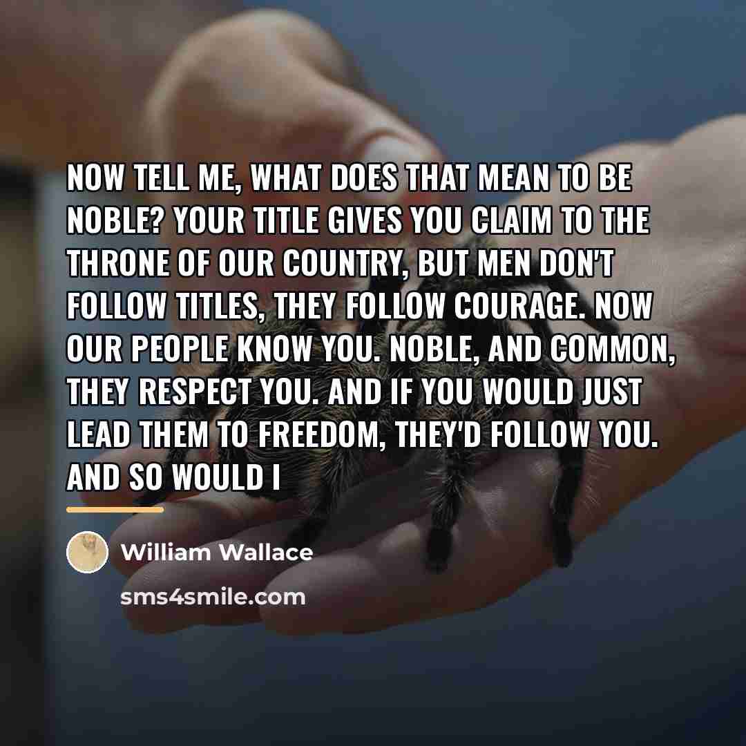 “Now tell me, what does that mean to be noble?…” quote by William Wallace