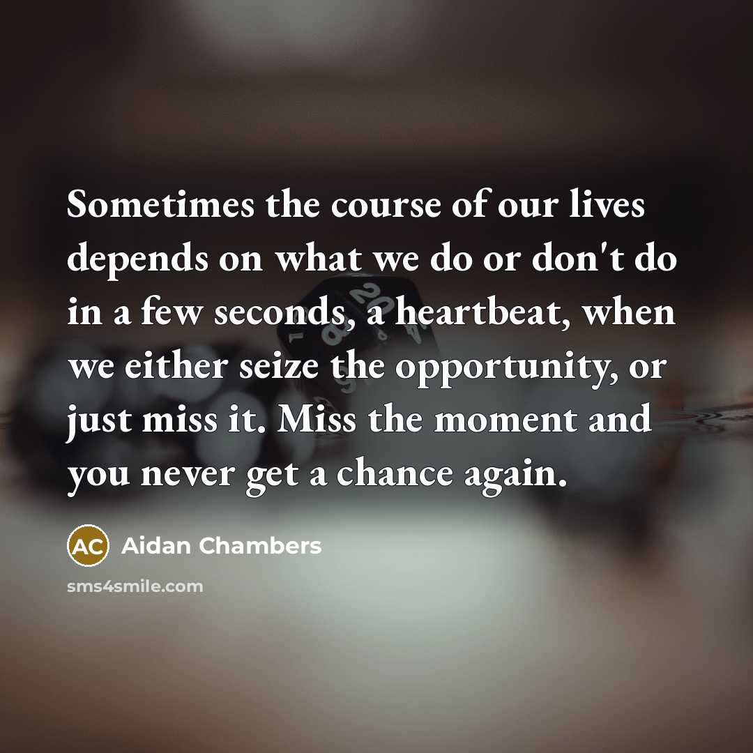 “Sometimes the course of our lives depends on what we…” quote by Aidan Chambers