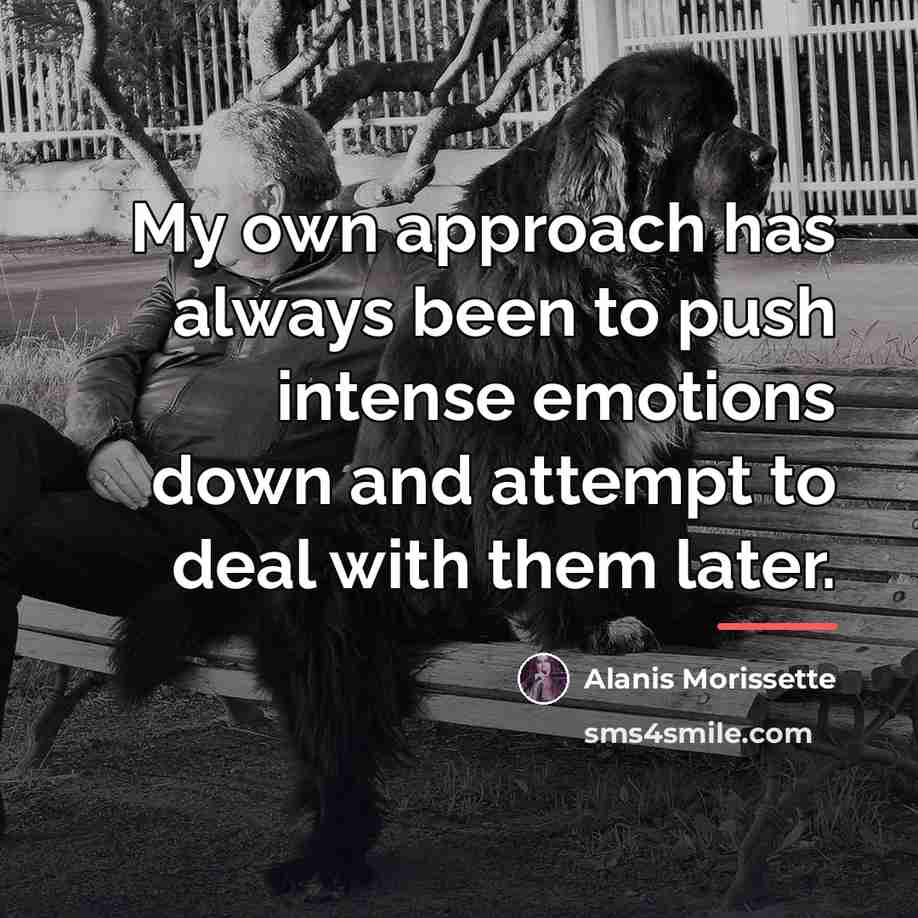 “My own approach has always been to push intense emotions…” quote by Alanis Morissette