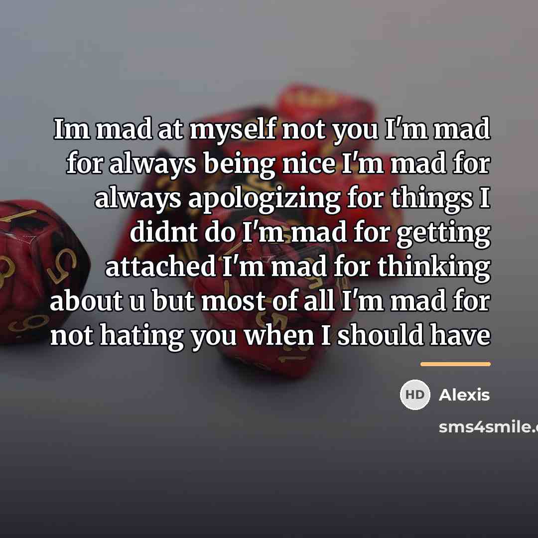 “Im mad at myself not you I'm mad for always…” quote by Alexis