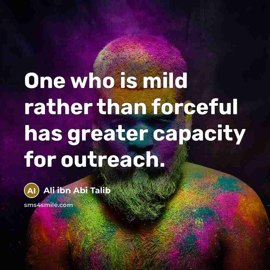 “One who is mild rather than forceful has greater capacity…” quote by Ali ibn Abi Talib