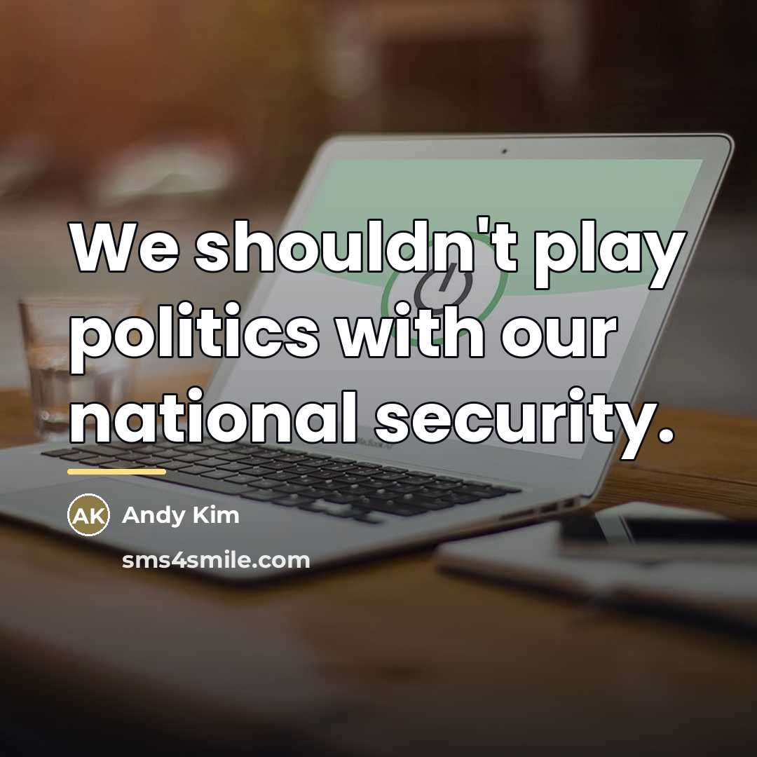 “We shouldn't play politics with our national security.…” quote by Andy Kim