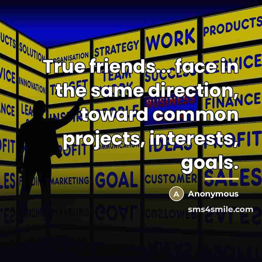“True friends... face in the same direction, toward common projects,…” quote by Anonymous