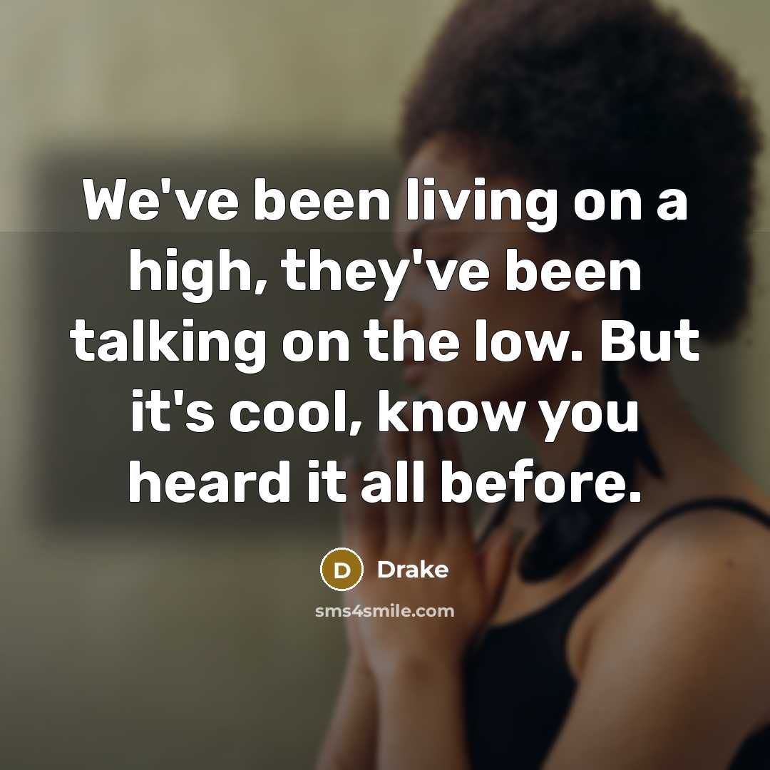 “We've been living on a high, they've been talking on…” quote by Drake