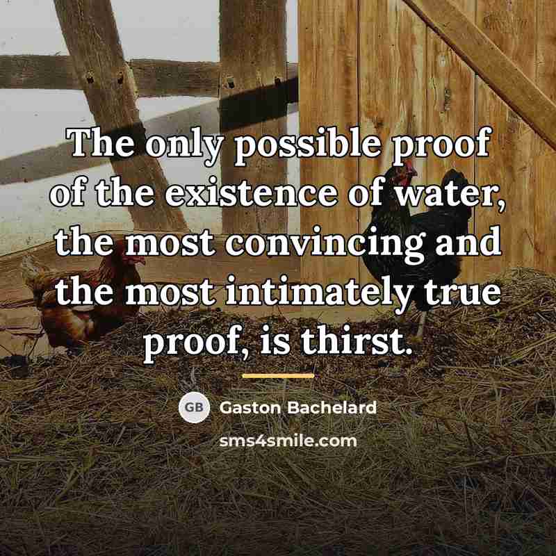 “The only possible proof of the existence of water, the…” quote by Gaston Bachelard