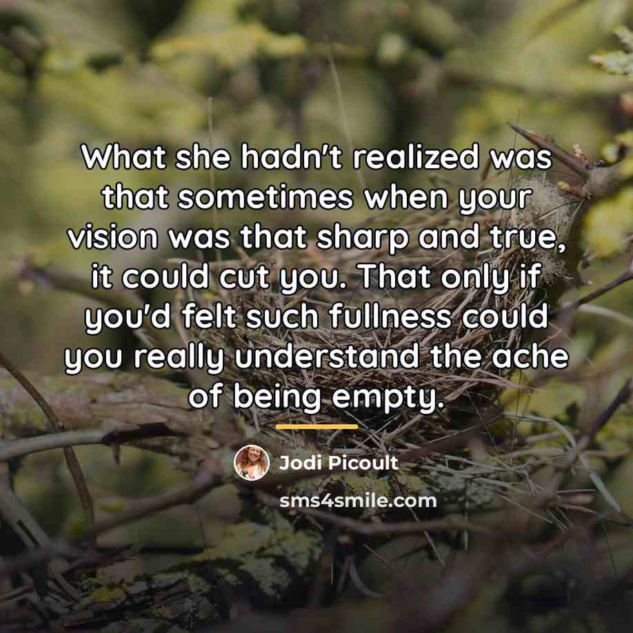 “What she hadn't realized was that sometimes when your vision…” quote by Jodi Picoult
