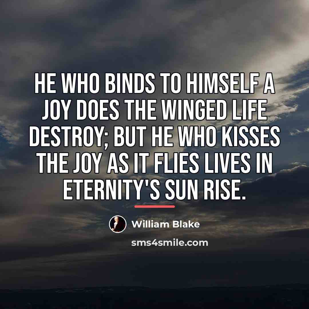“He who binds to himself a joy Does the winged…” quote by William Blake