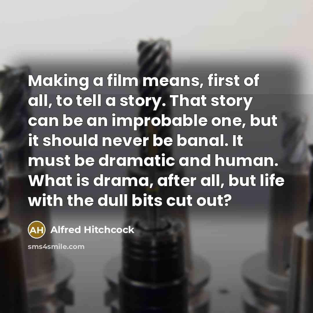 “Making a film means, first of all, to tell a…” quote by Alfred Hitchcock