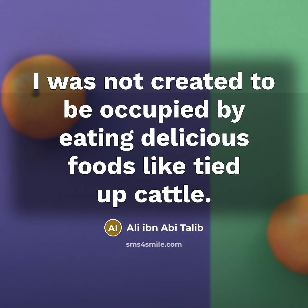 “I was not created to be occupied by eating delicious…” quote by Ali ibn Abi Talib