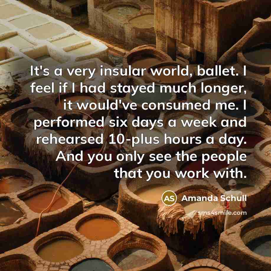 “It's a very insular world, ballet. I feel if I…” quote by Amanda Schull