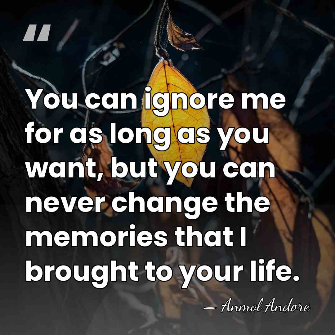 You can ignore me for as long as you want, but you&hellip; - Anmol Andore