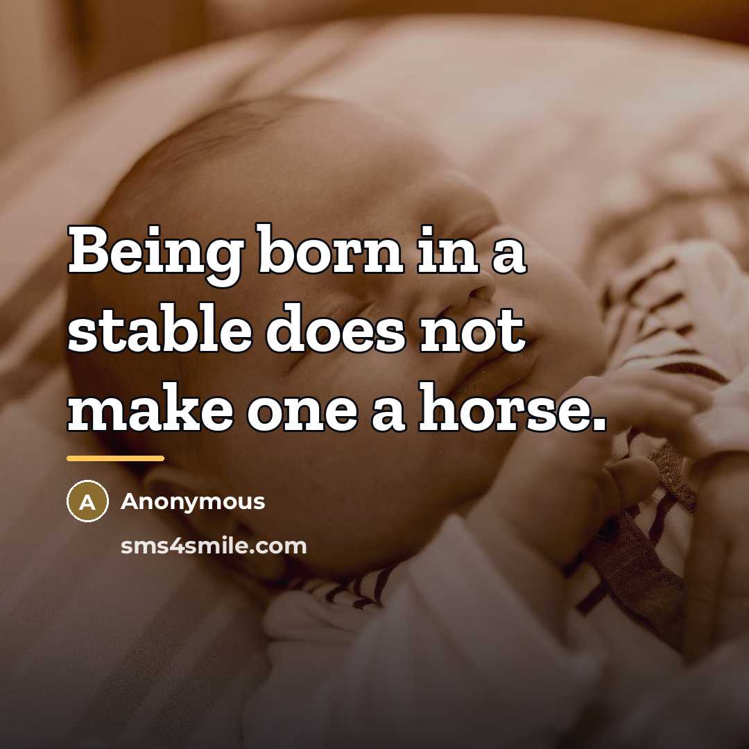 “Being born in a stable does not make one a…” quote by Anonymous