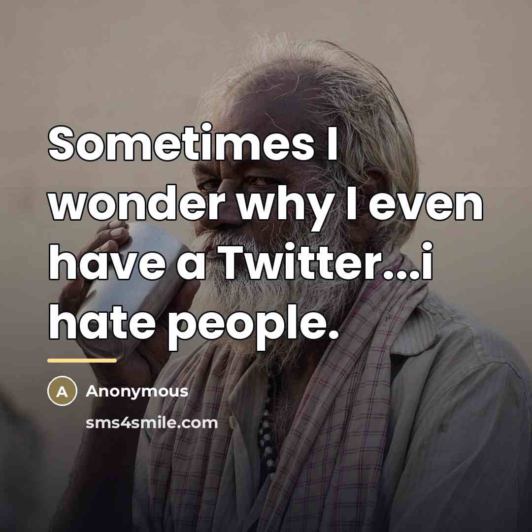 “Sometimes I wonder why I even have a Twitter...i hate…” quote by Anonymous