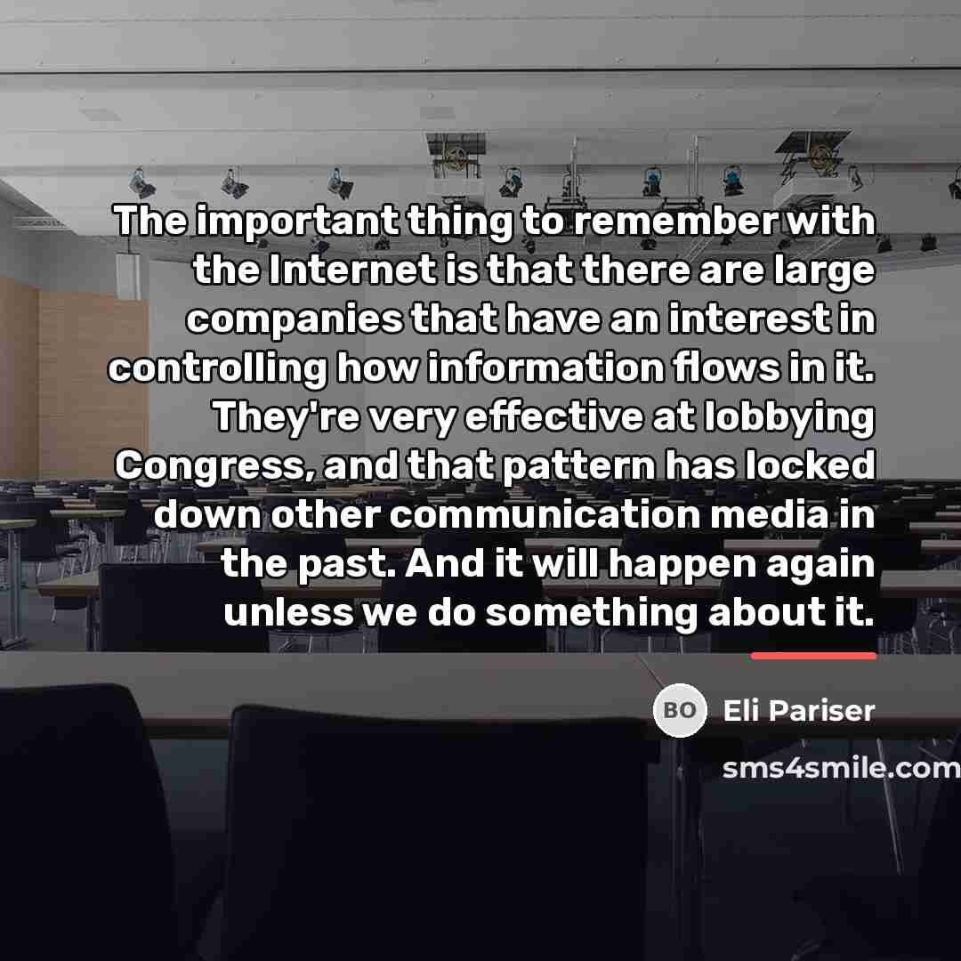 “The important thing to remember with the Internet is that…” quote by Eli Pariser