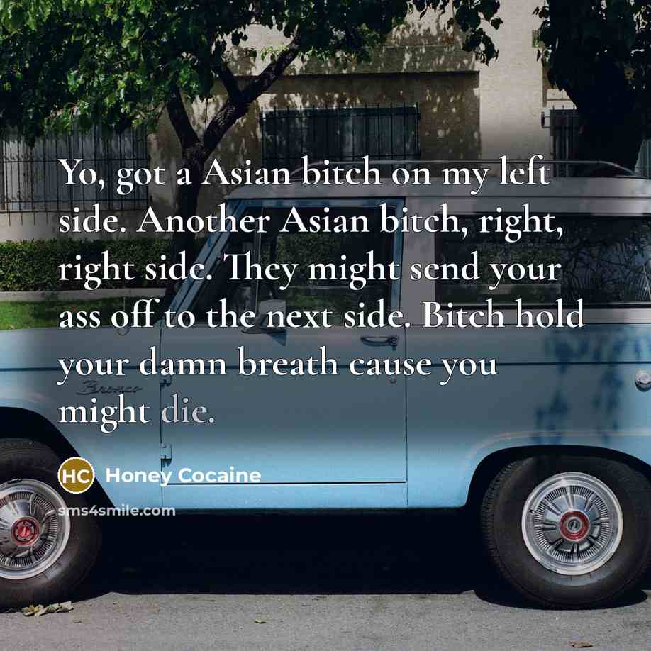 “Yo, got a Asian bitch on my left side. Another…” quote by Honey Cocaine