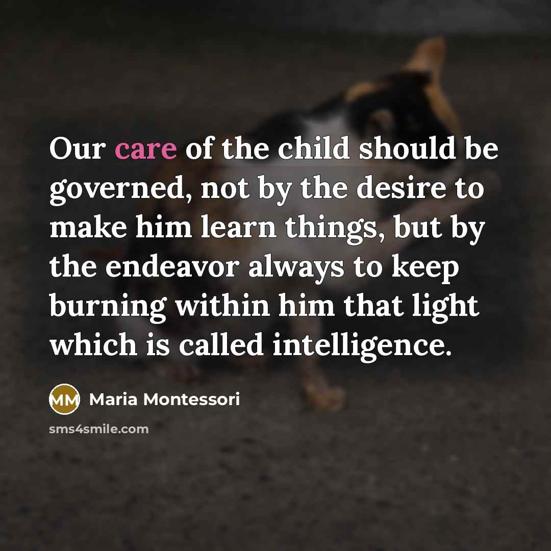 “Our care of the child should be governed, not by…” quote by Maria Montessori