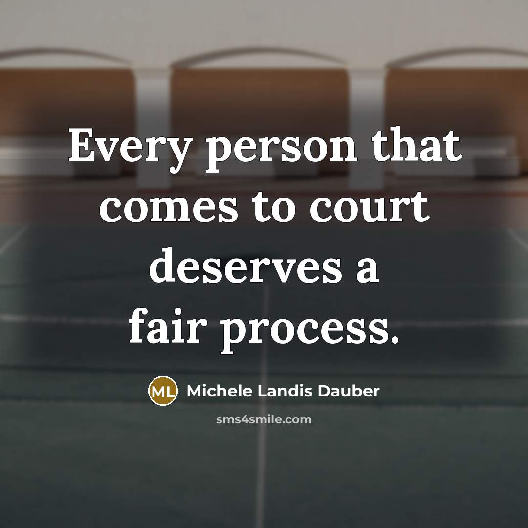 “Every person that comes to court deserves a fair process.…” quote by Michele Landis Dauber