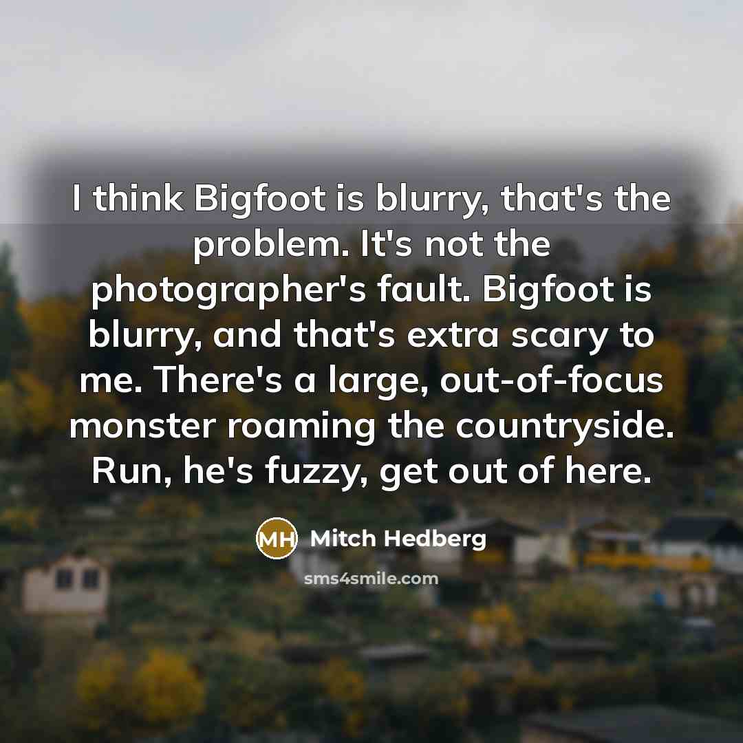 “I think Bigfoot is blurry, that's the problem. It's not…” quote by Mitch Hedberg