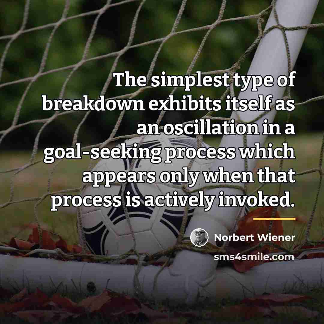 “The simplest type of breakdown exhibits itself as an oscillation…” quote by Norbert Wiener