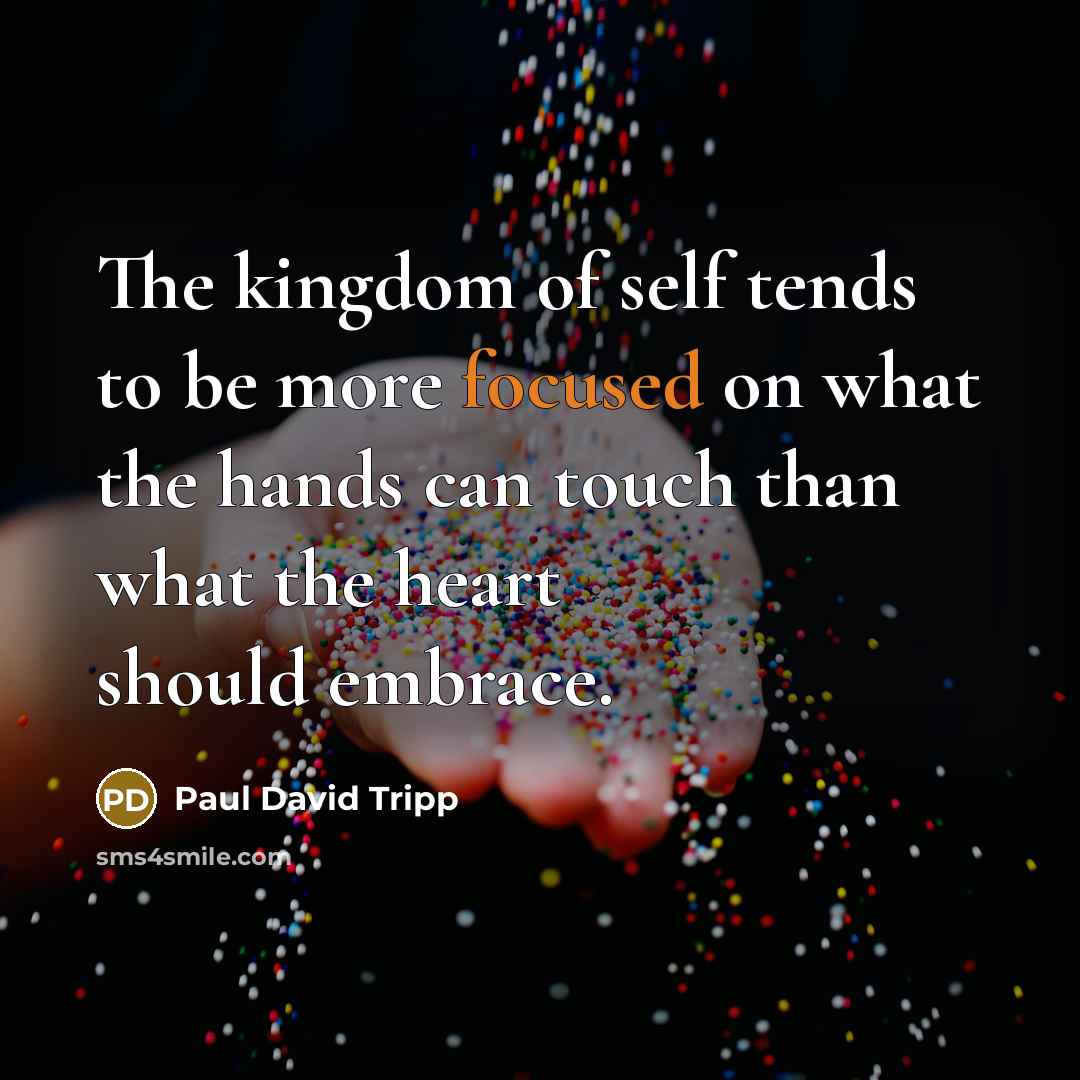 “The kingdom of self tends to be more focused on…” quote by Paul David Tripp