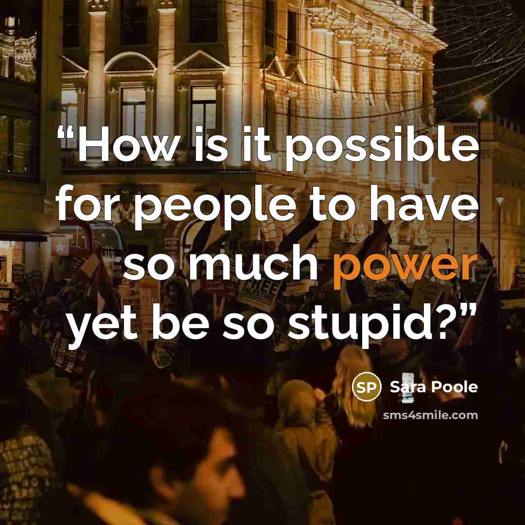 “How is it possible for people to have so much power yet be so stupid?” quote by Sara Poole