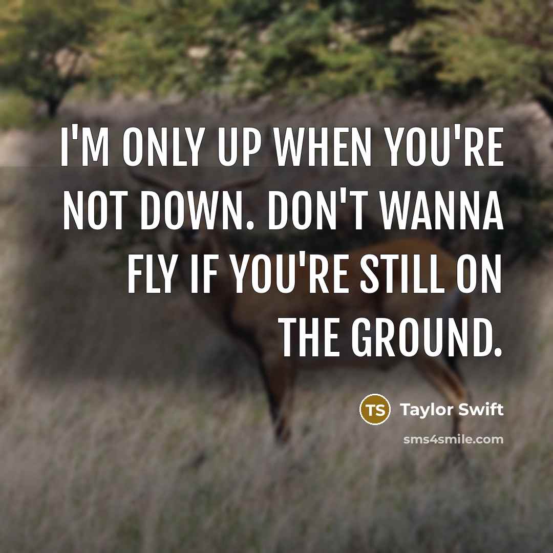 “I'm only up when you're not down. Don't wanna fly if you're still on the ground.” quote by Taylor Swift