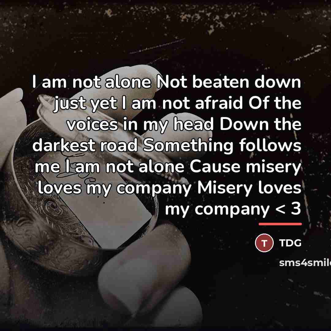 “I am not alone Not beaten down just yet I…” quote by Tdg