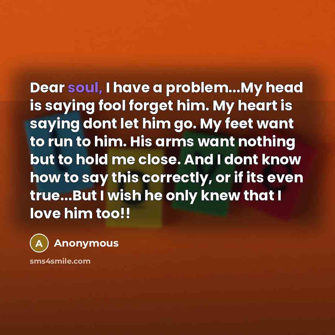 “Dear soul, I have a problem...My head is saying fool…” quote by Anonymous