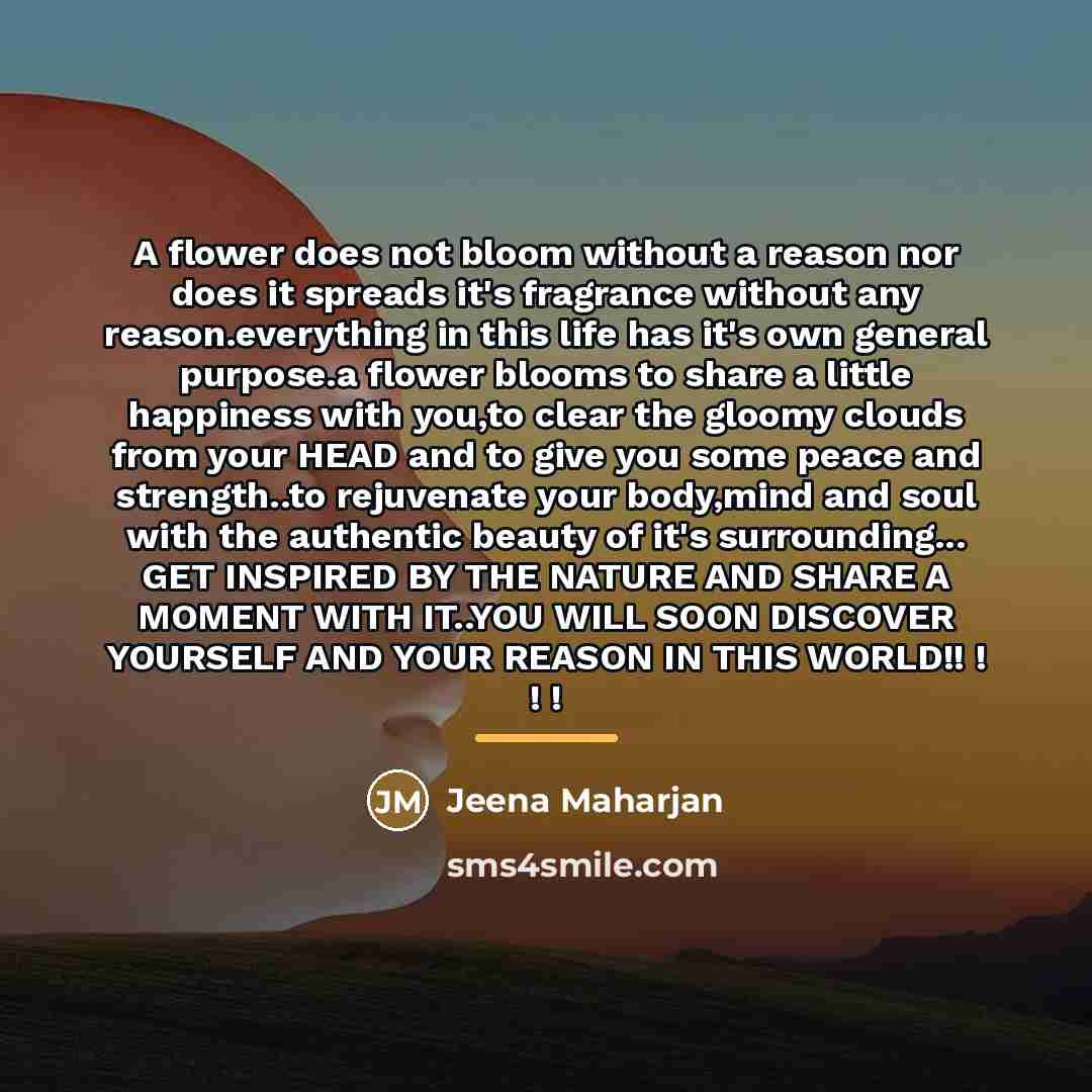 “A flower does not bloom without a reason nor does…” quote by Jeena Maharjan
