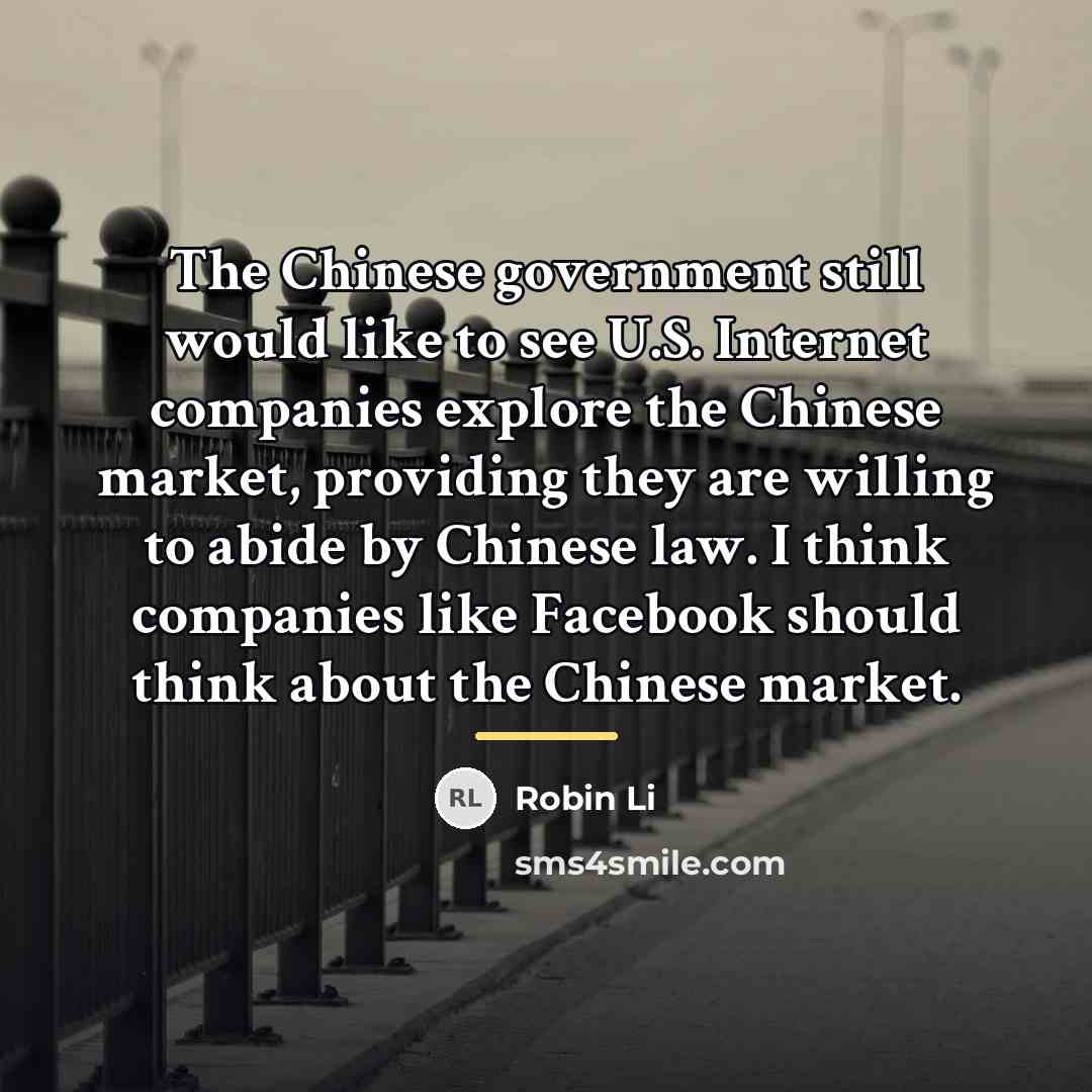 “The Chinese government still would like to see U.S. Internet…” quote by Robin Li