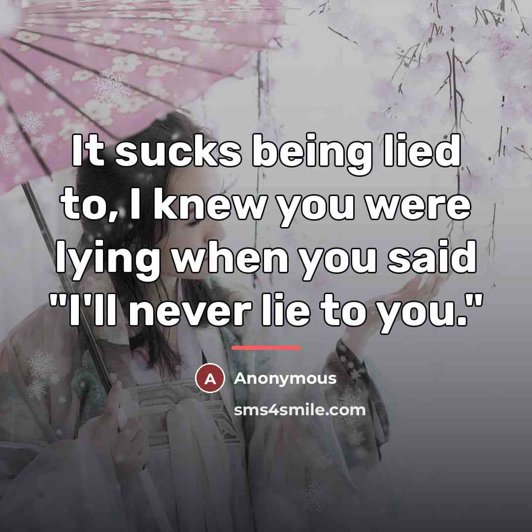“It sucks being lied to, I knew you were lying…” quote by Anonymous