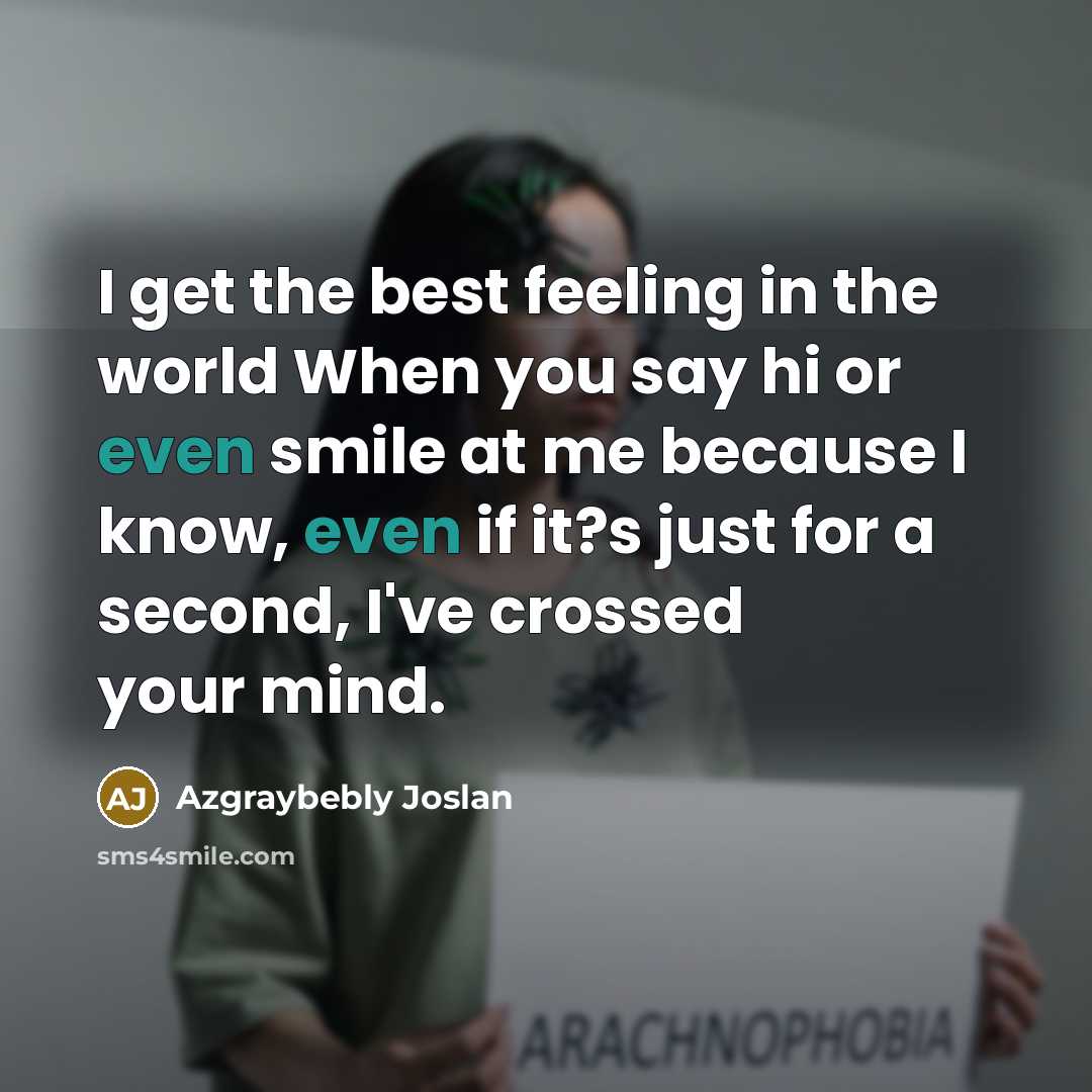 “I get the best feeling in the world When you say hi or even smile at me because I know, even if it?s just for a second, I've crossed your mind.” quote by Azgraybebly Joslan