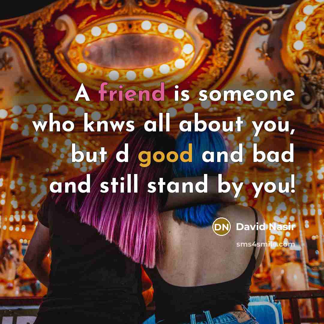 “A friend is someone who knws all about you, but…” quote by David Nasir