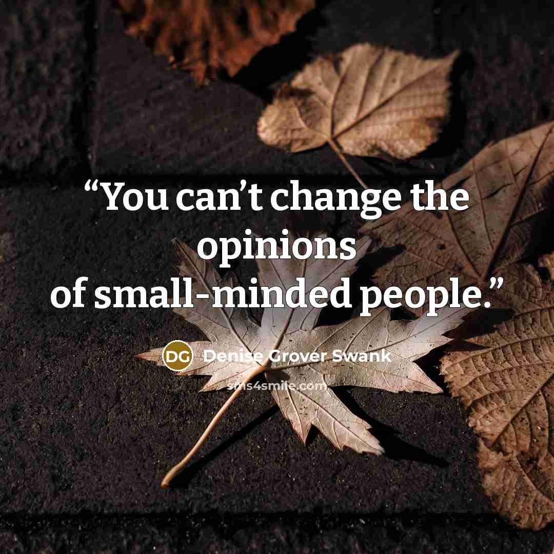 “You can’t change the opinions of small-minded people.” quote by Denise Grover Swank