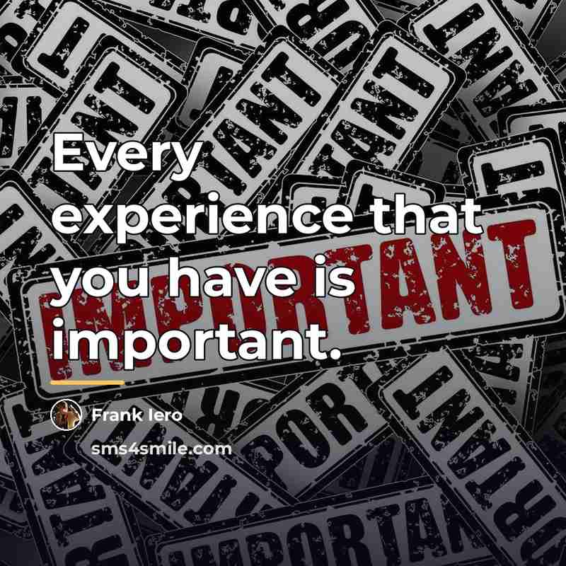 “Every experience that you have is important.…” quote by Frank Iero