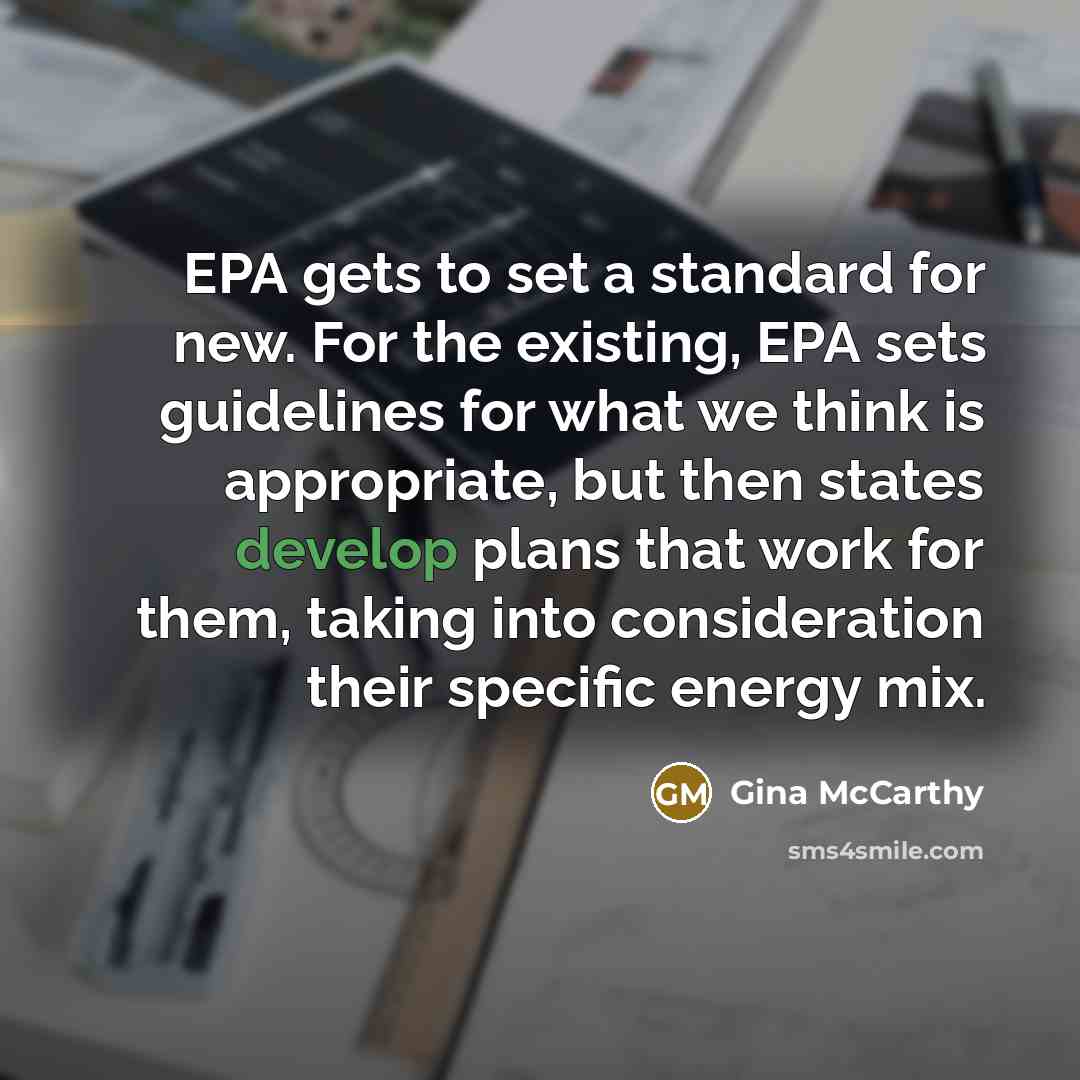 “EPA gets to set a standard for new. For the…” quote by Gina McCarthy