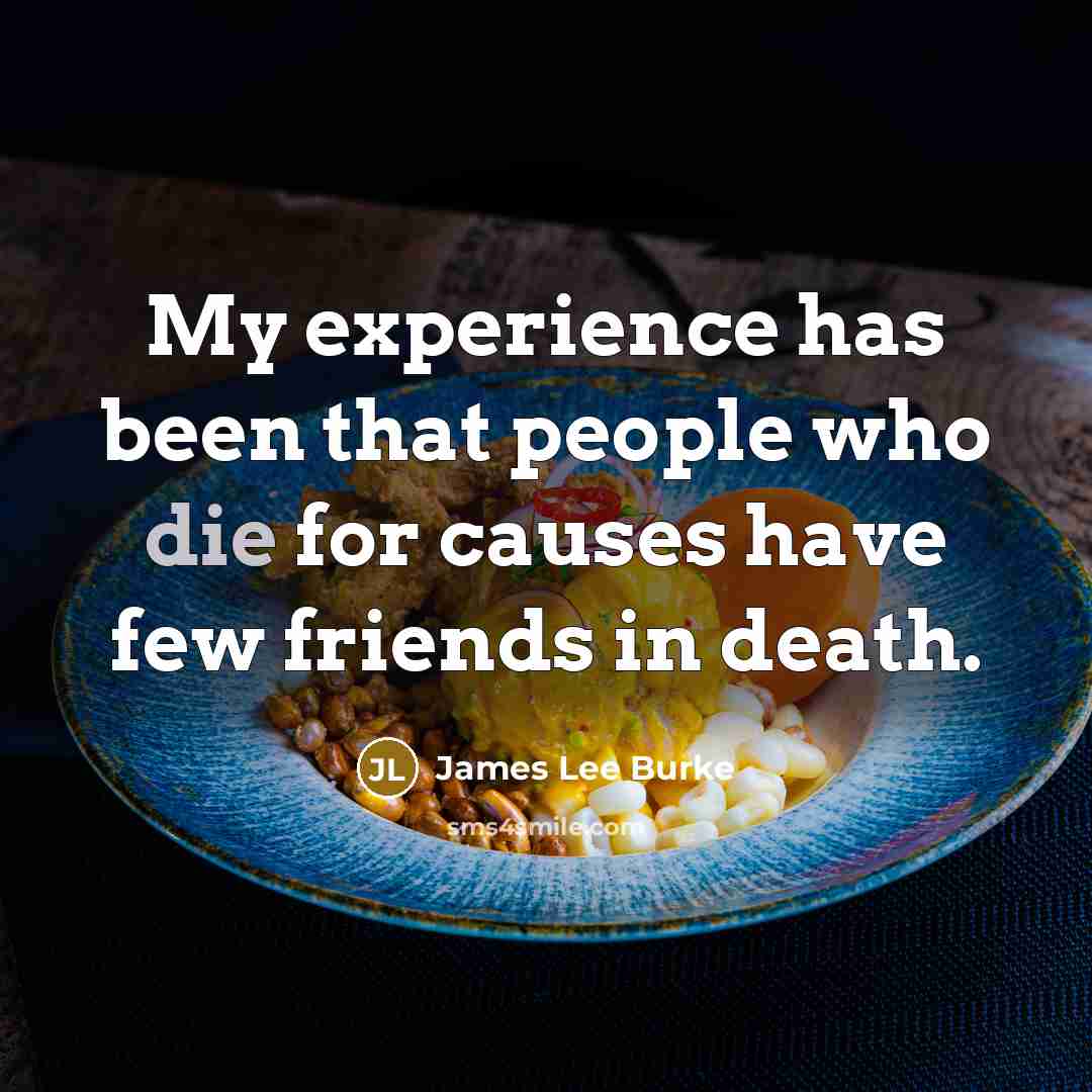 “My experience has been that people who die for causes…” quote by James Lee Burke