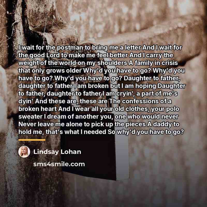 “I wait for the postman to bring me a letter…” quote by Lindsay Lohan