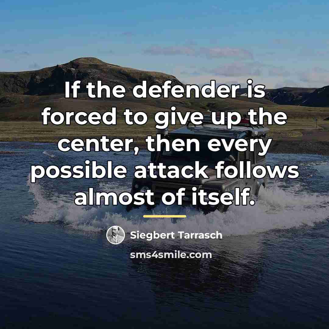 “If the defender is forced to give up the center,…” quote by Siegbert Tarrasch