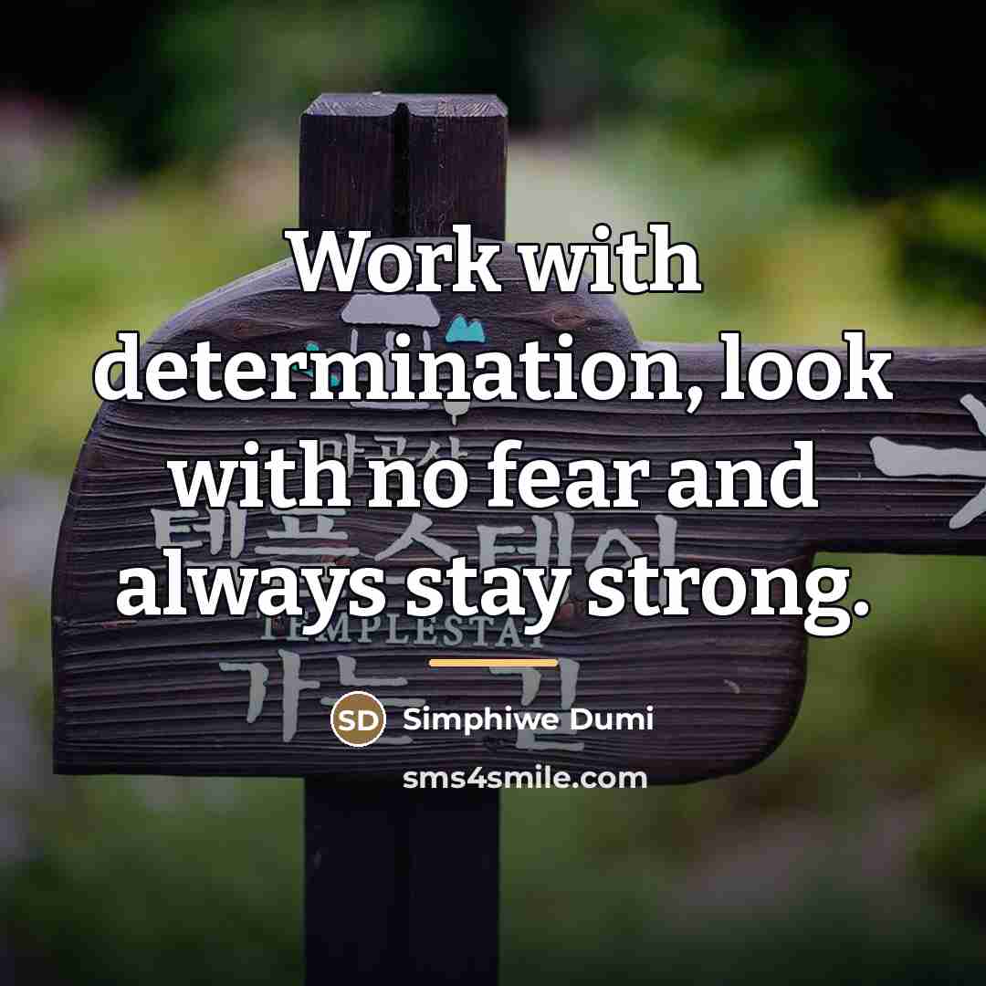“Work with determination, look with no fear and always stay…” quote by Simphiwe Dumi