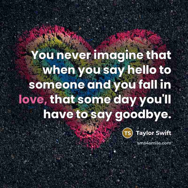 “You never imagine that when you say hello to someone…” quote by Taylor Swift