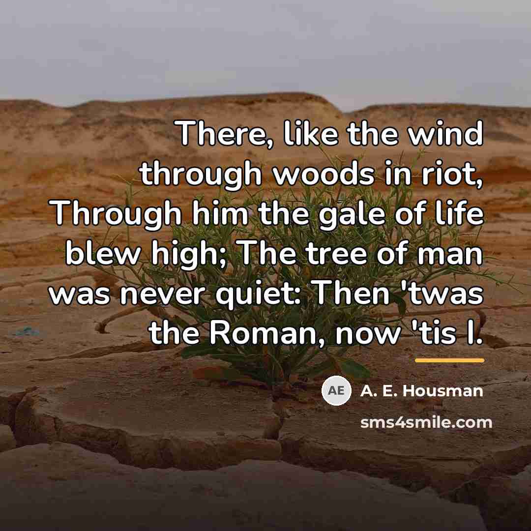 “There, like the wind through woods in riot, Through him…” quote by A. E. Housman