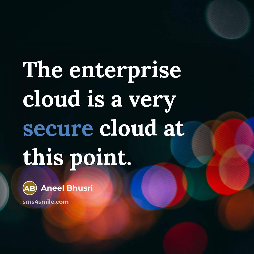 “The enterprise cloud is a very secure cloud at this…” quote by Aneel Bhusri