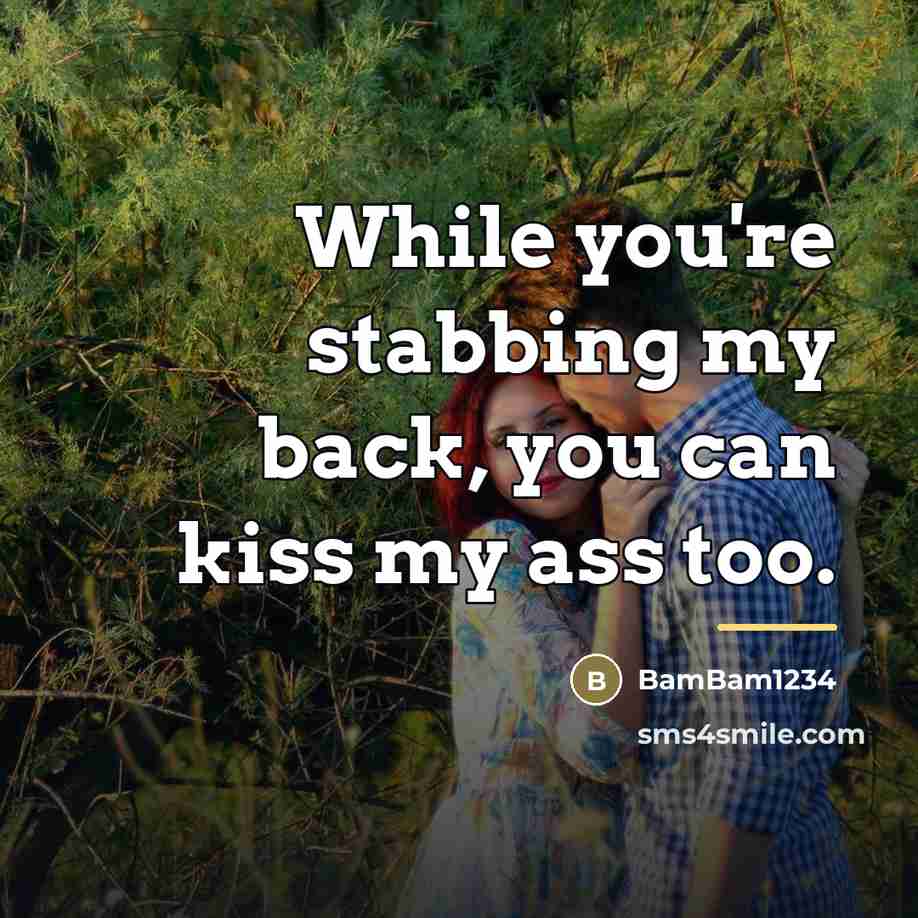 “While you're stabbing my back, you can kiss my ass…” quote by BamBam1234