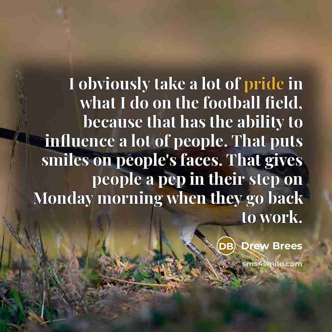 “I obviously take a lot of pride in what I…” quote by Drew Brees