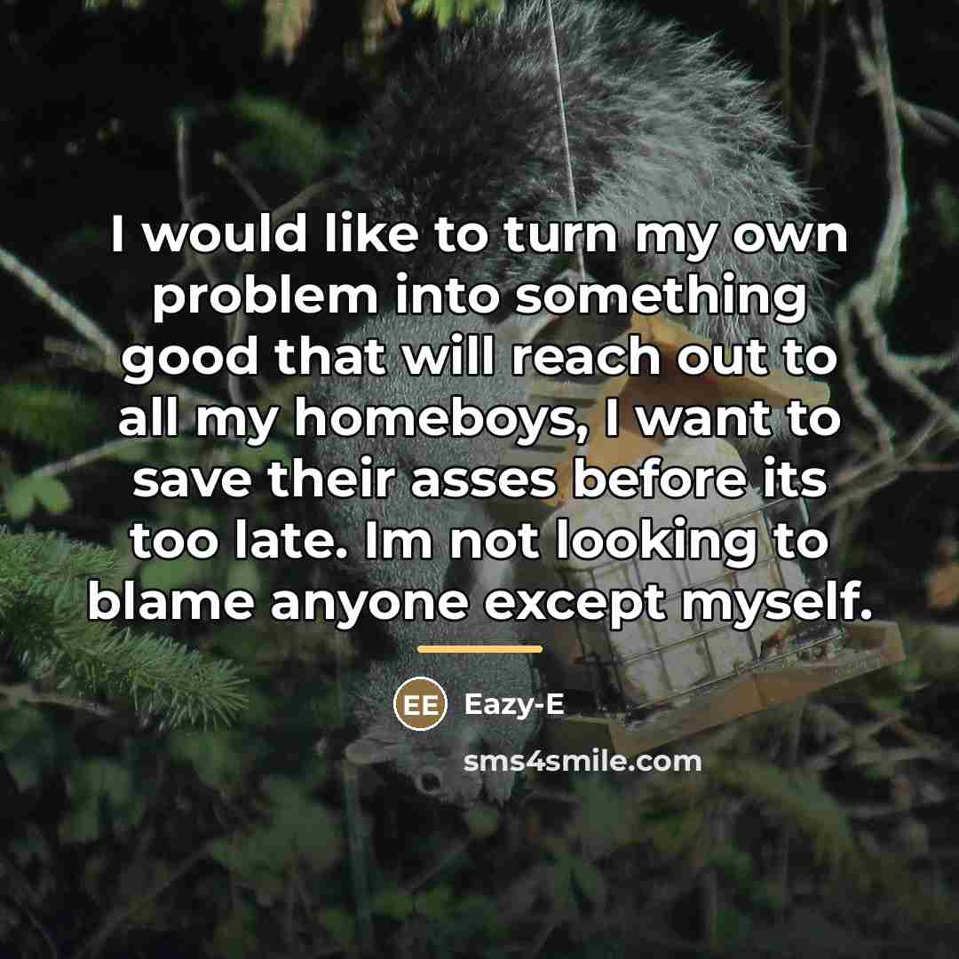 “I would like to turn my own problem into something…” quote by Eazy-E