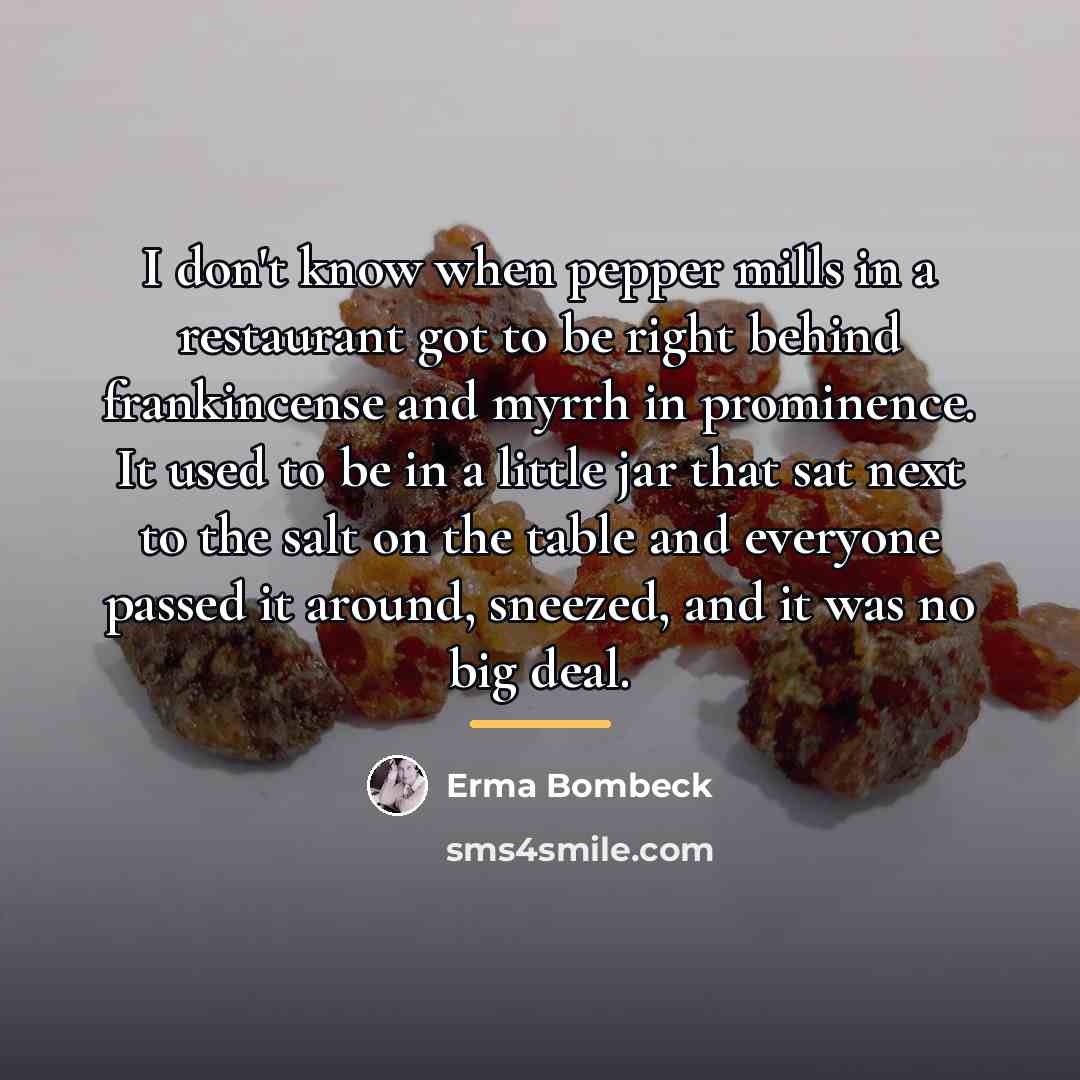 “I don't know when pepper mills in a restaurant got…” quote by Erma Bombeck