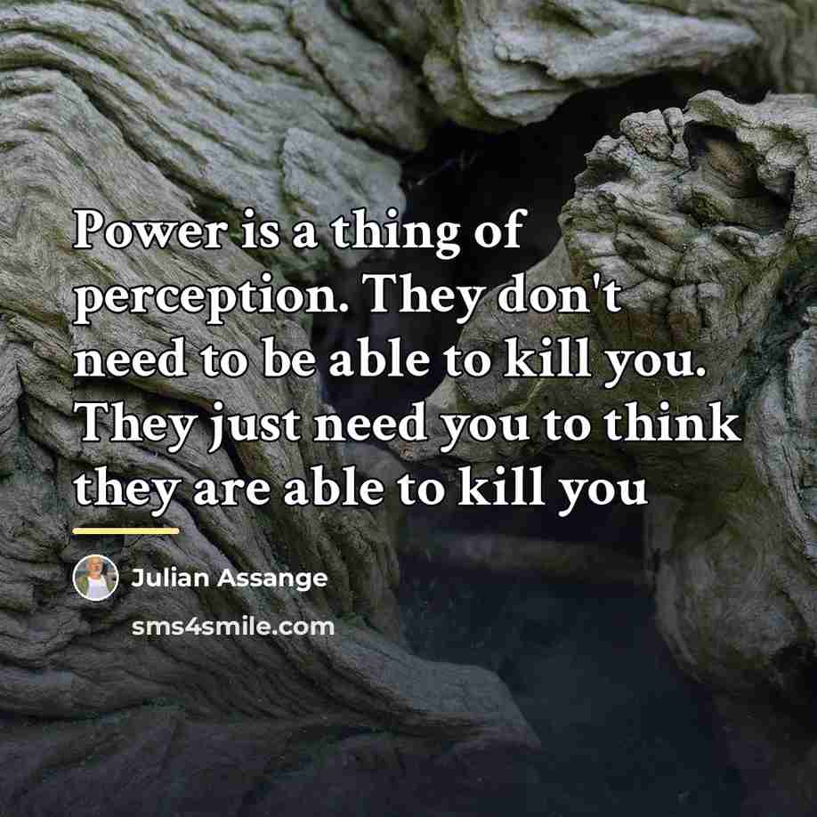 “Power is a thing of perception. They don't need to…” quote by Julian Assange