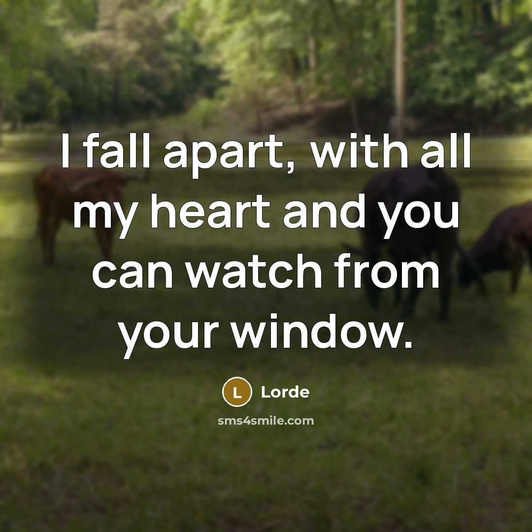 “I fall apart, with all my heart and you can…” quote by Lorde
